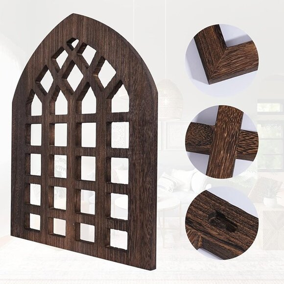 NEW  Set of 2 Rustic Wood Window Frame with Green Wreath and Arrows Wall Decor - Picture 6 of 8